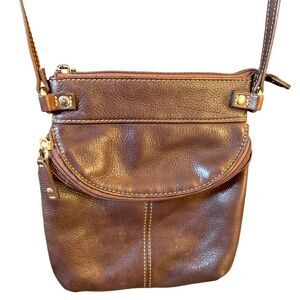 Vintage Fossil Leather Mini Crossbody Bag Brown Boho Classic